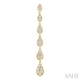 1/2 ctw Graduated Pear Shape Round Cut Diamond Fashion Long Earring in 14K Yellow Gold